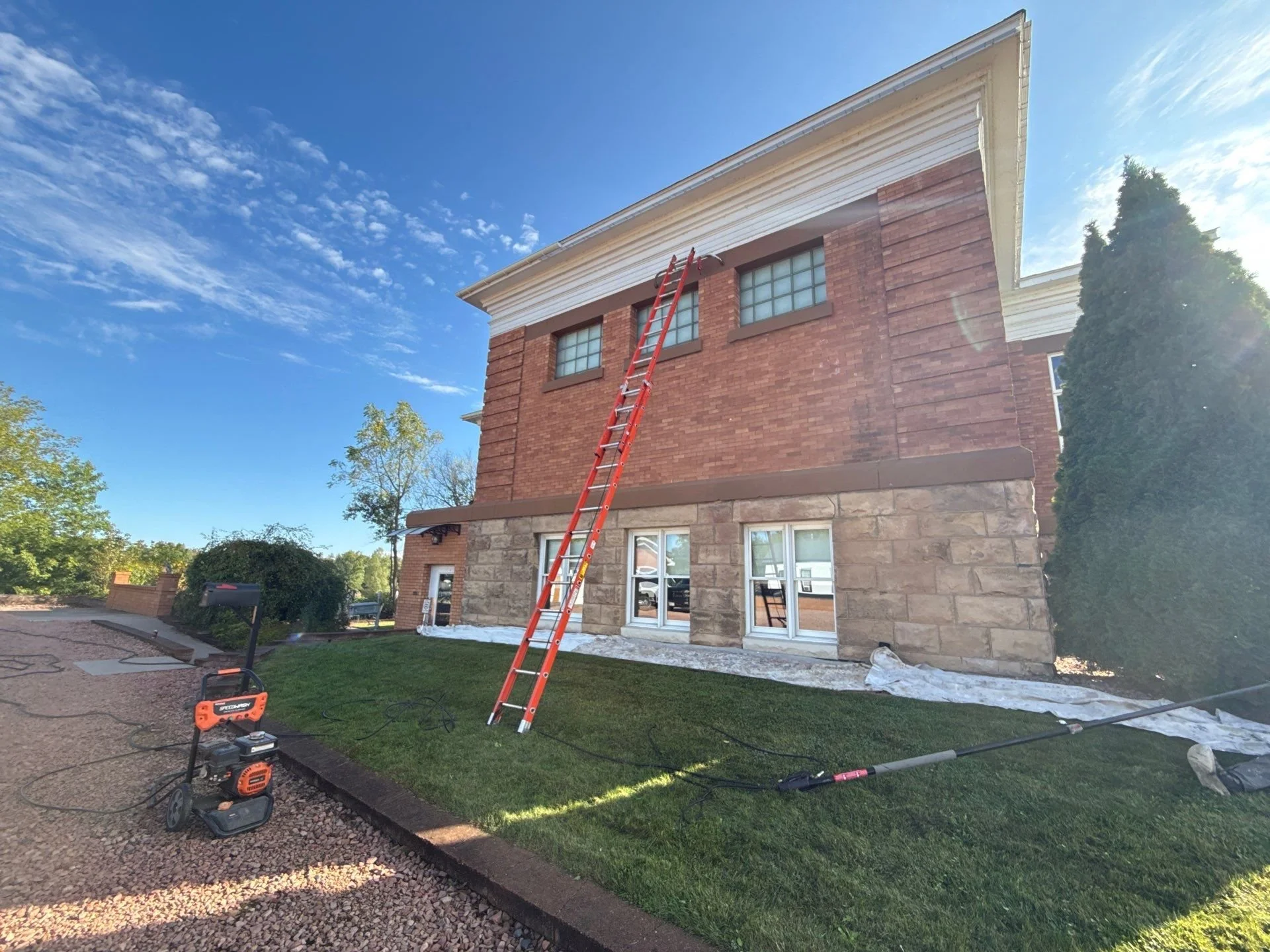 Carnegie Library turned residential home in Ladysmith Wisconsin getting fresh paint