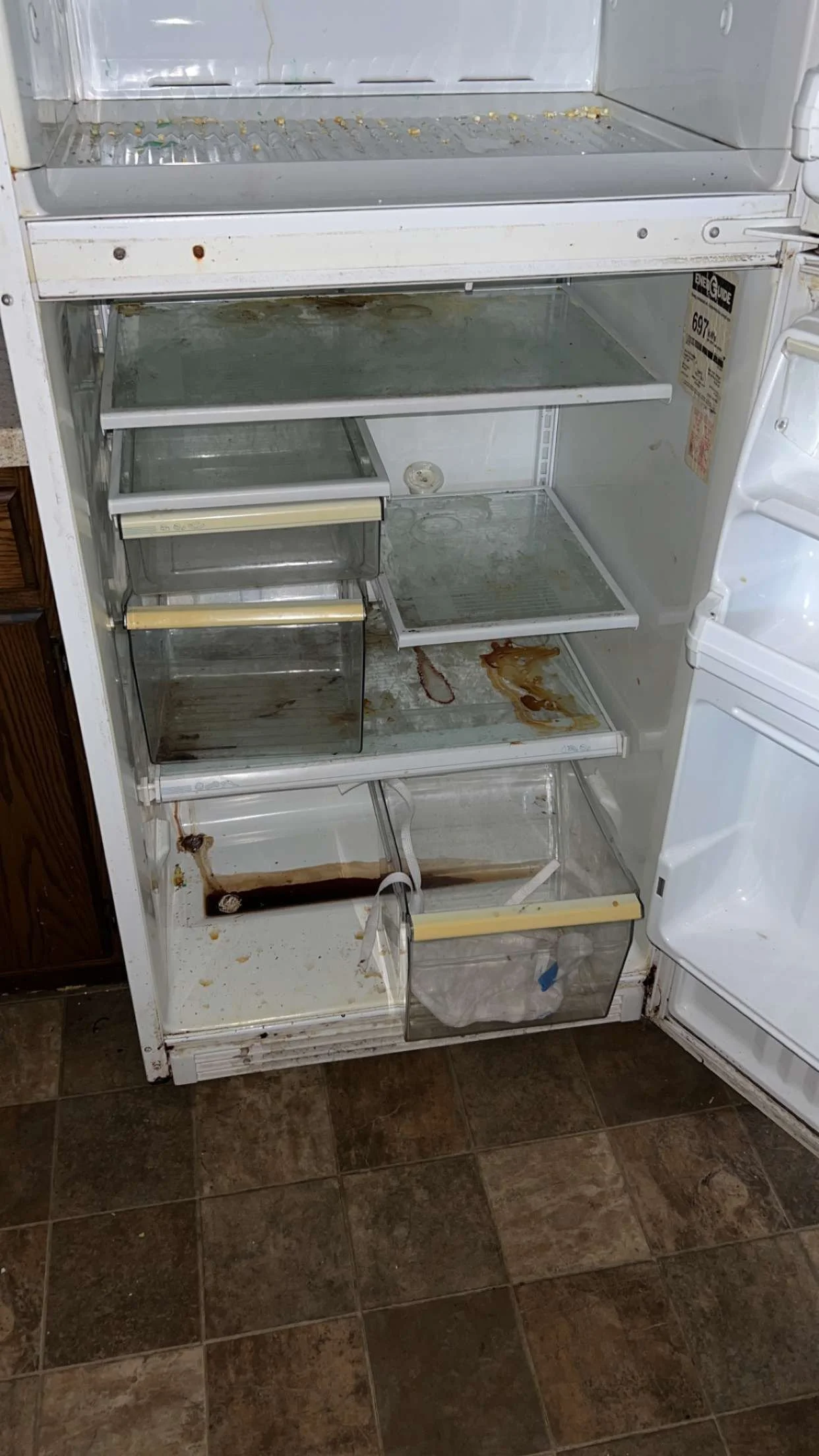 Fridge in bad need of a cleaning