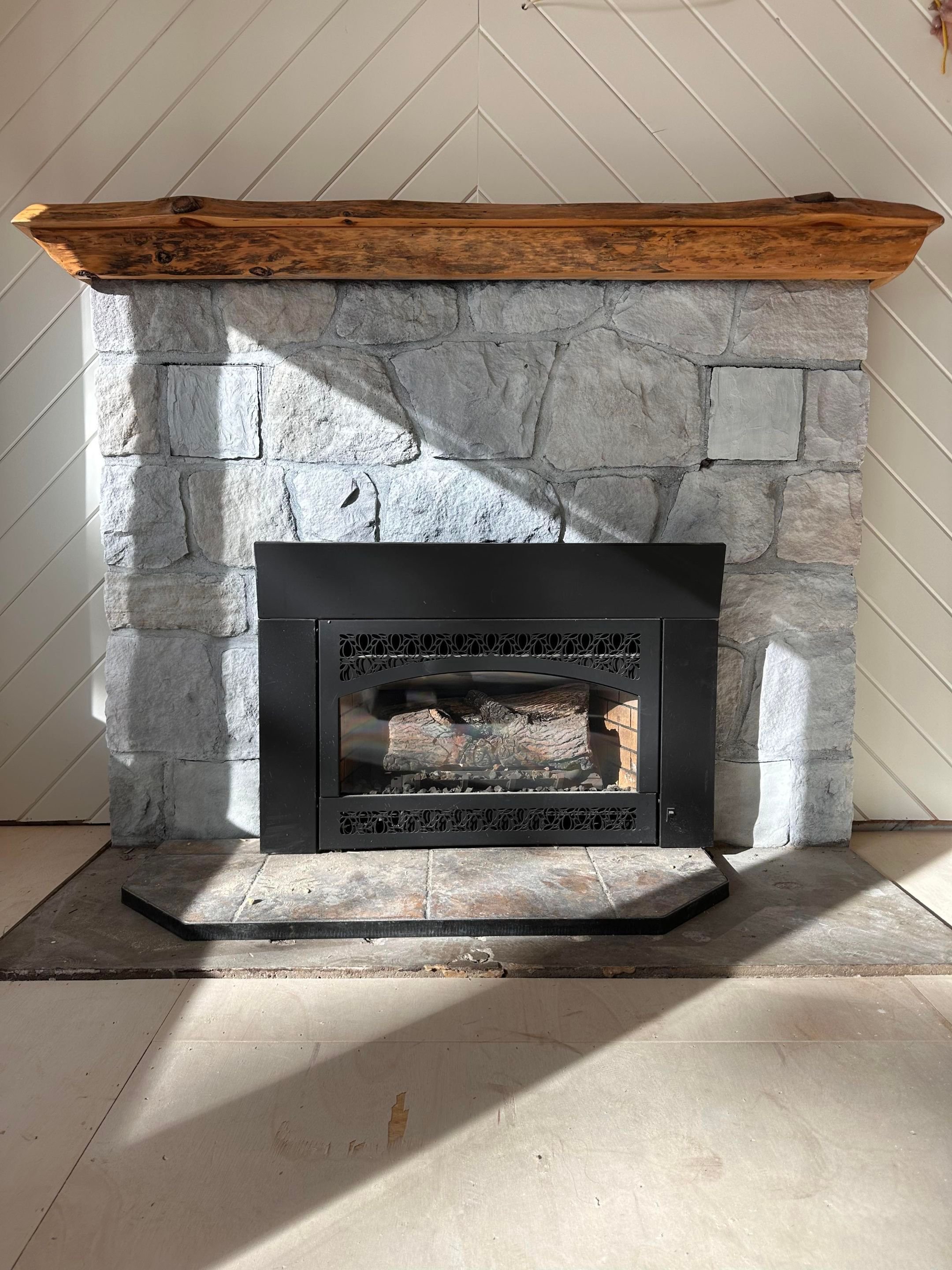 Fireplace whitewashing in Stone Lake Wisconsin