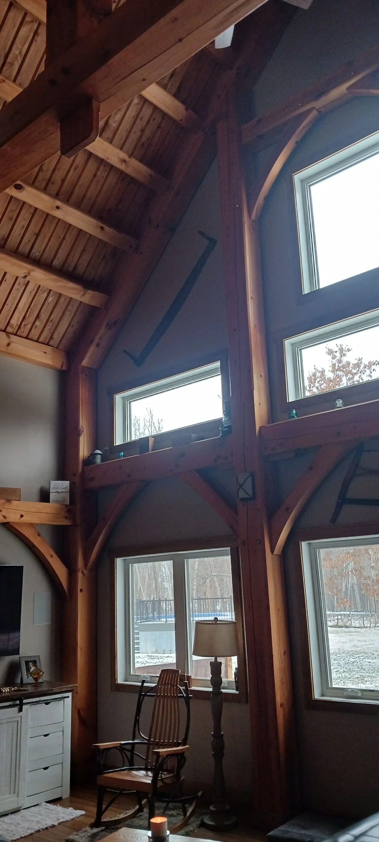 Home of recurrent cleanings with large wood beams