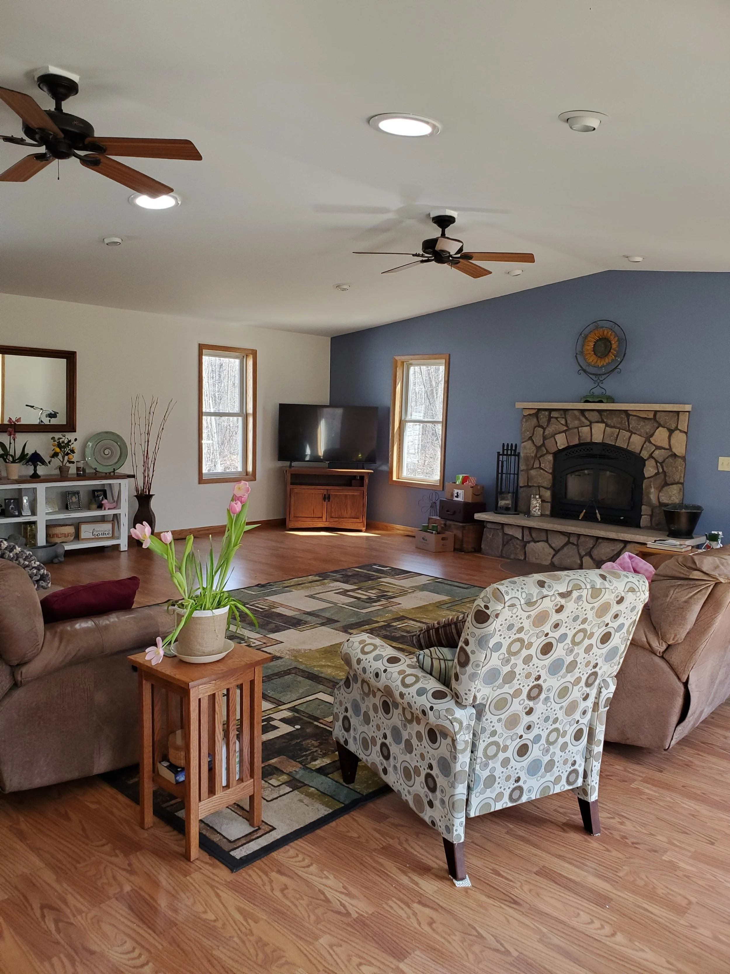 Painted living room with accent wall in Rusk County Wisconsin