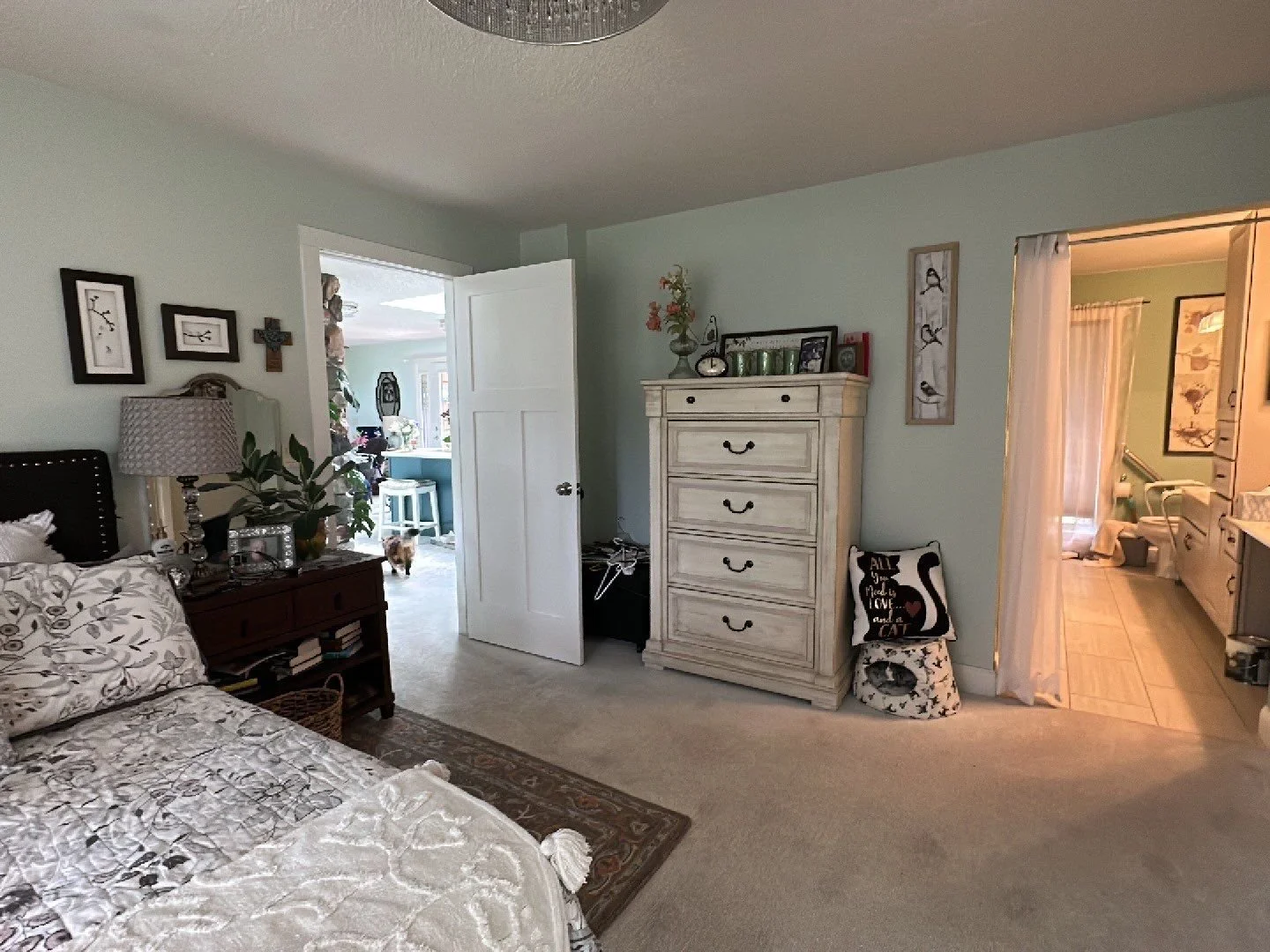 Light green bedroom in Phillips Wisconsin painted by Barefoot Painter LLC