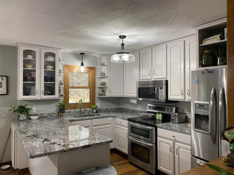 Modern, classic cabinet painting in Eau Claire, Wisconsin by Barefoot Painter LLC