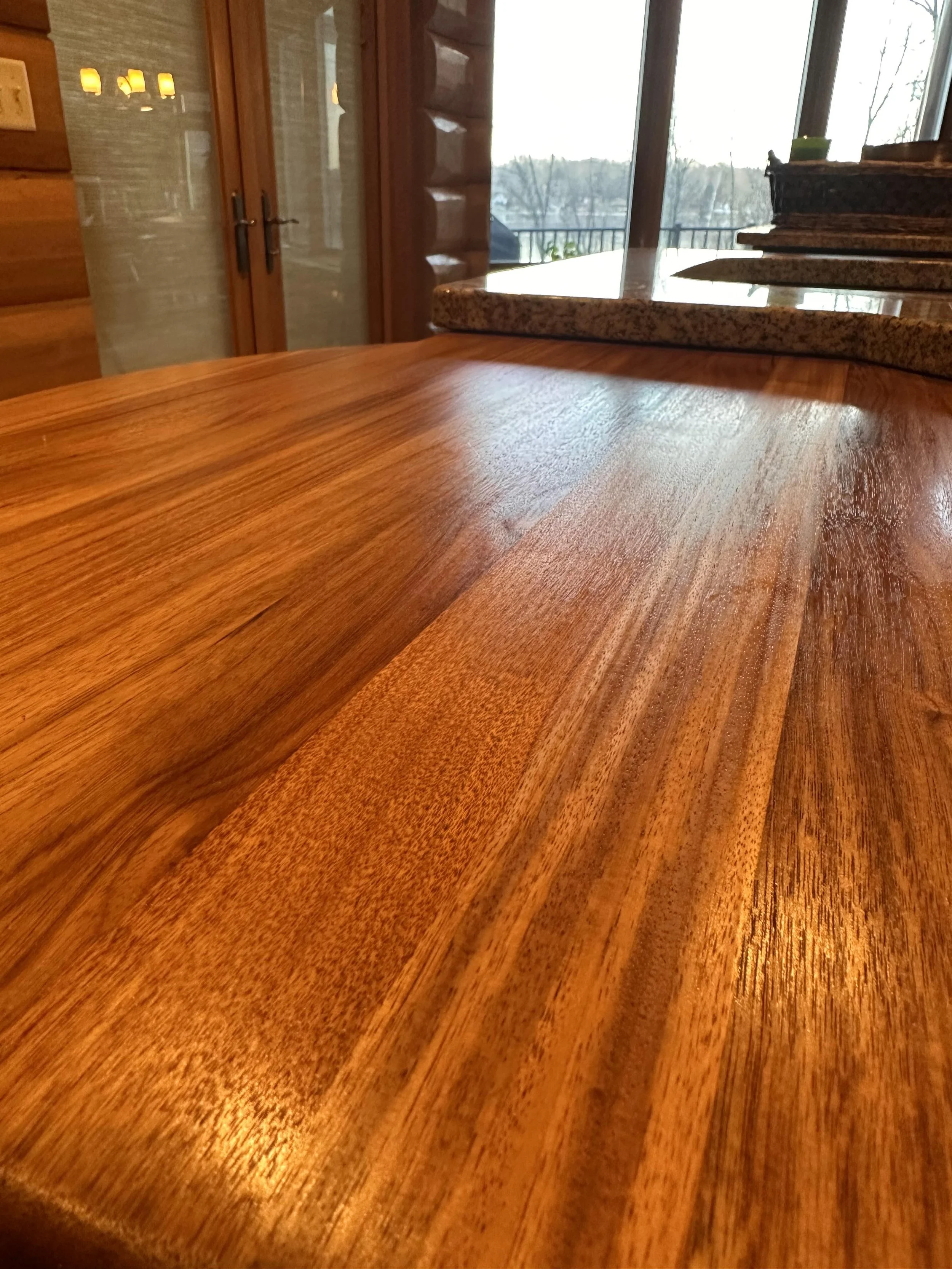 Butcher block refinished and treated with food grade butcher block oils