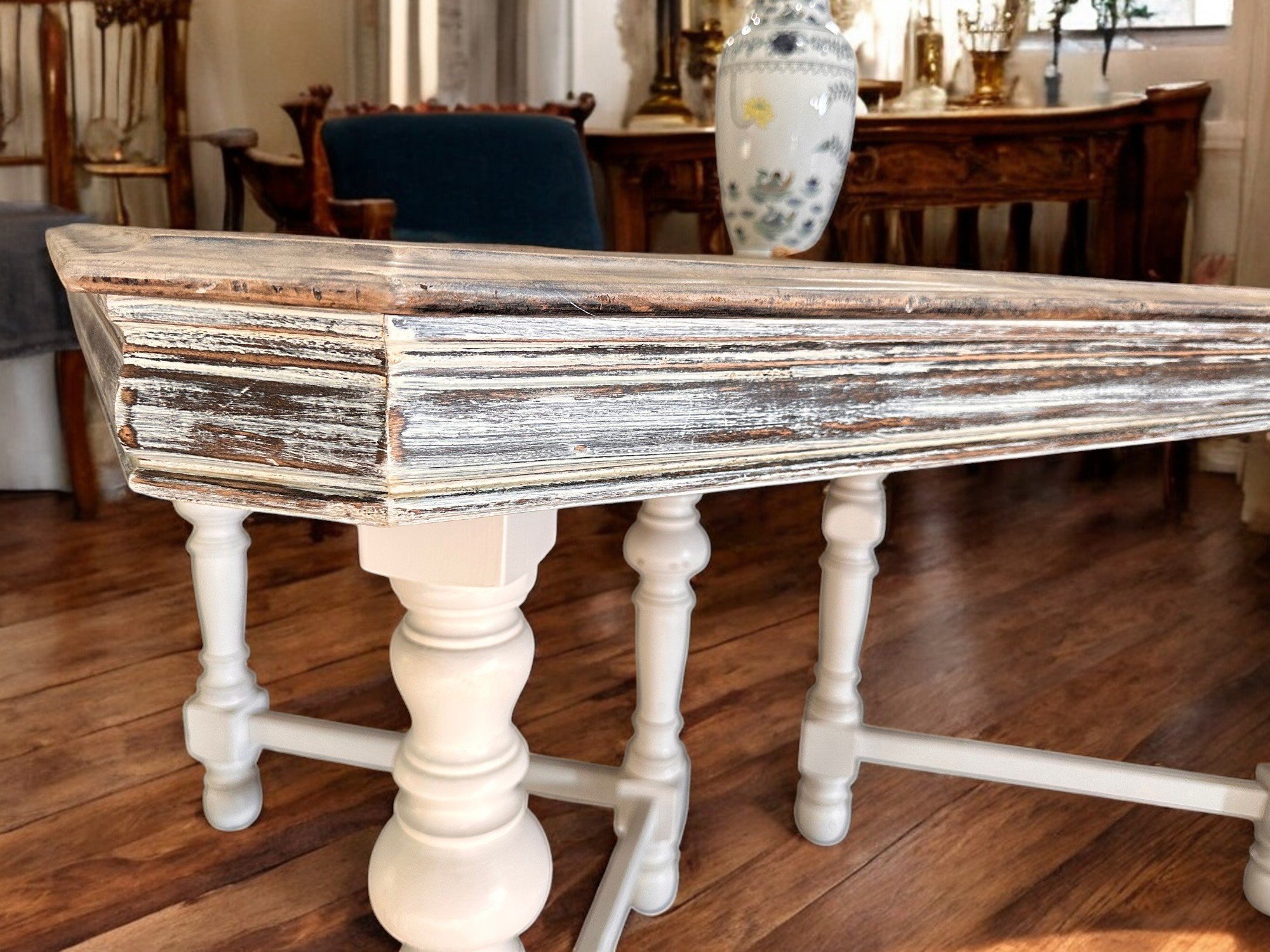 Refinished kitchen table available at The Barefoot Collection