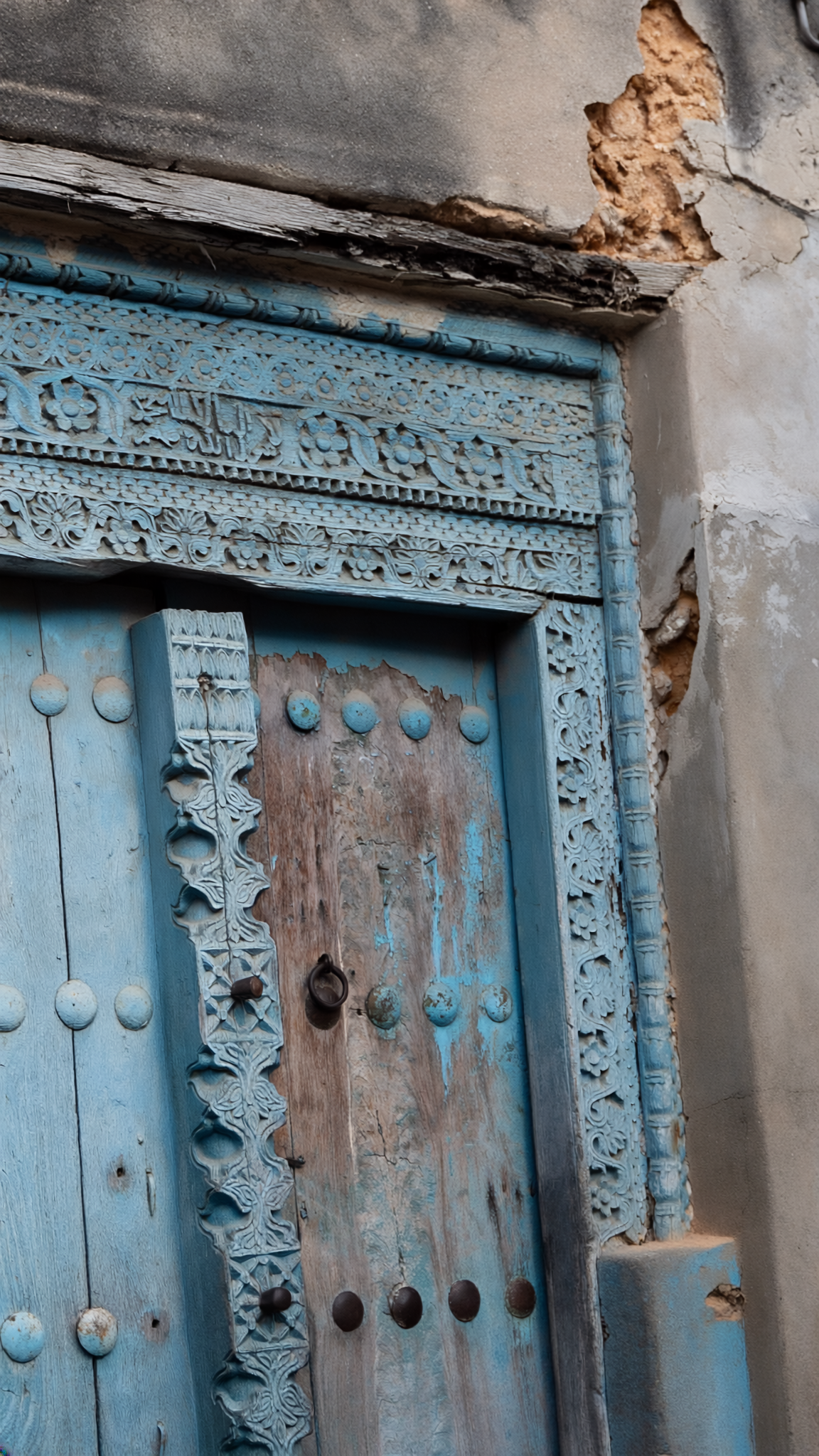 Historic blue Zanzibari door in Stone Town