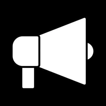 En sort og hvid ikon af en megafon.