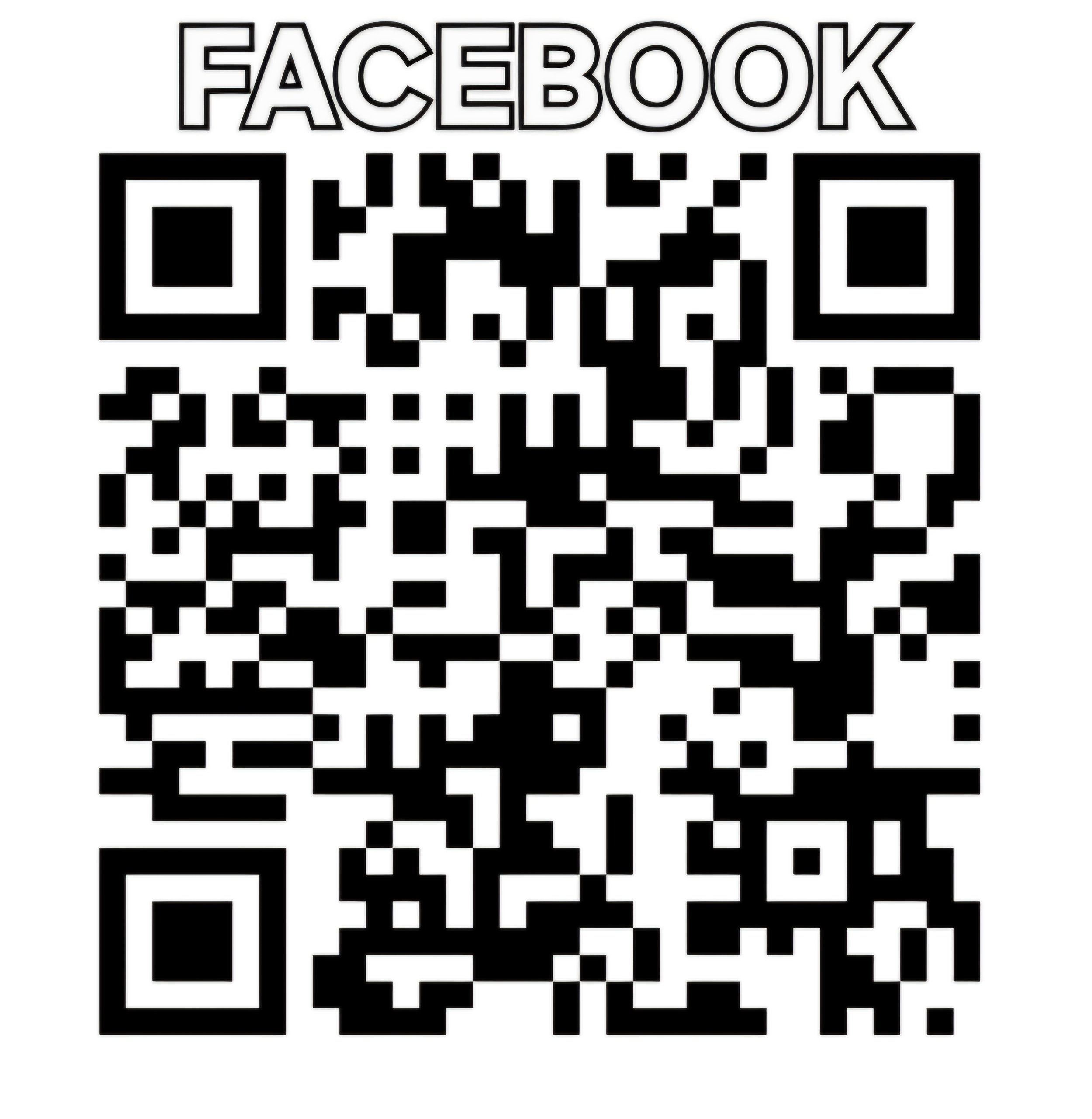 QR code with the word 'FACEBOOK' above it.
