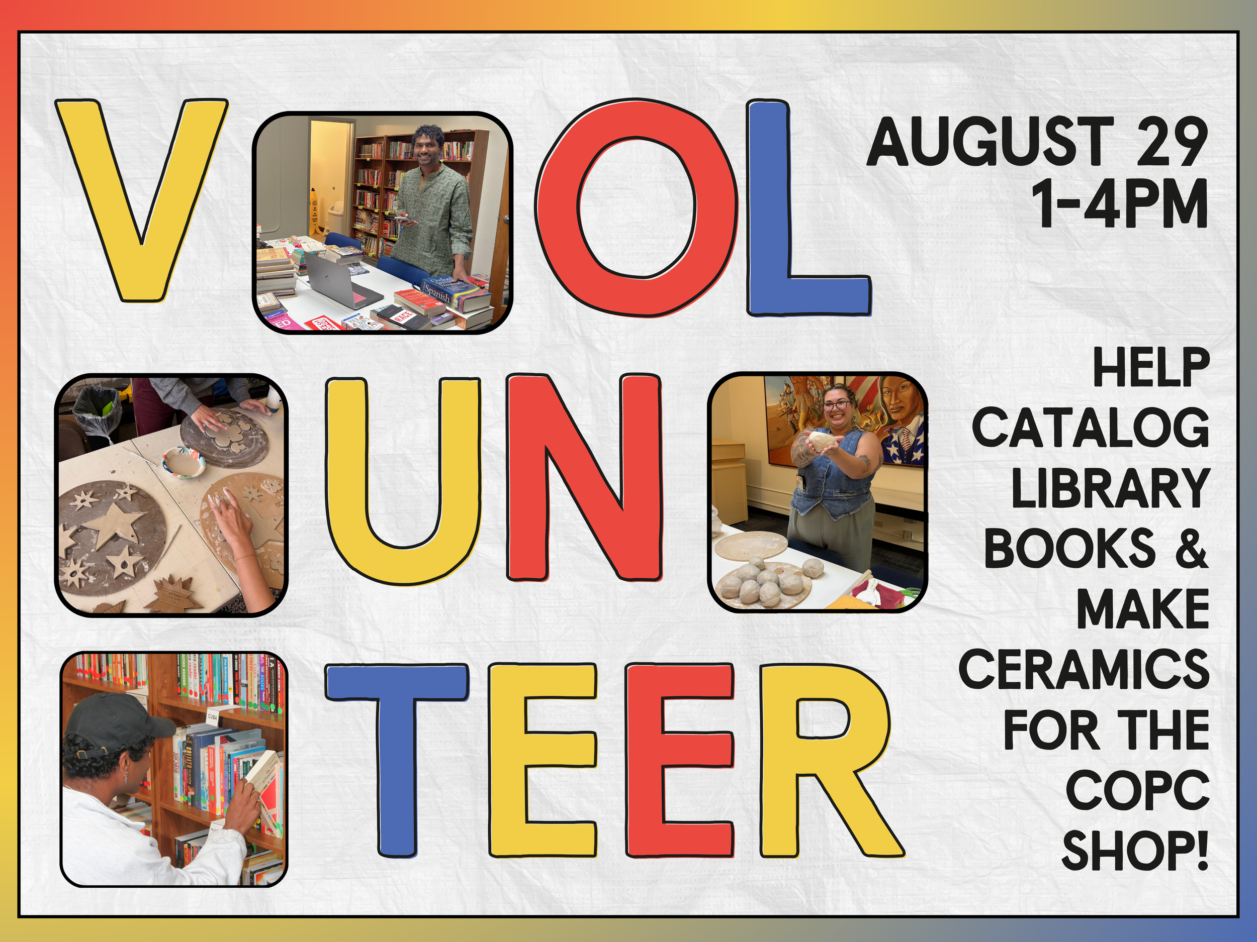 Volunteer Day: Ceramics + Library Book Cataloging!