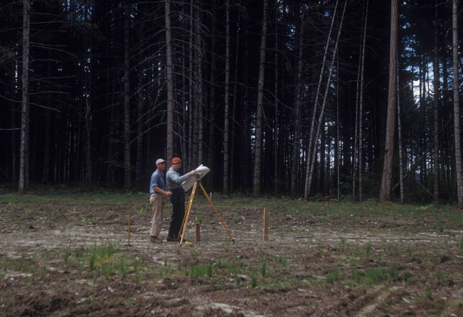 Overseeing setting the lines establishing the foundation
