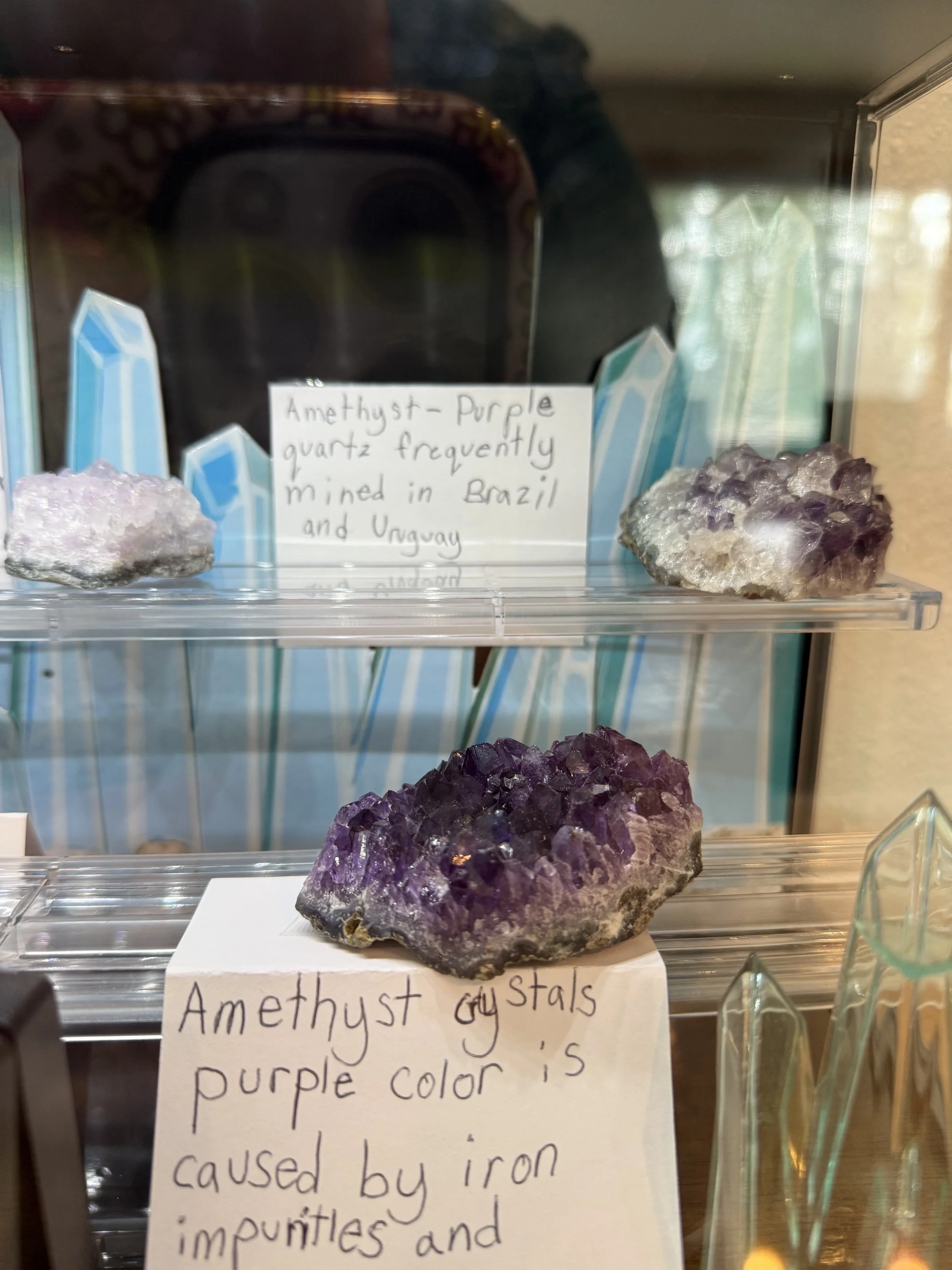 Close up of amethyst display
