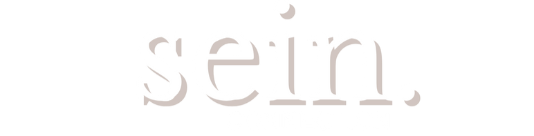 Logo for 'sein connection' with stylized text in black and white