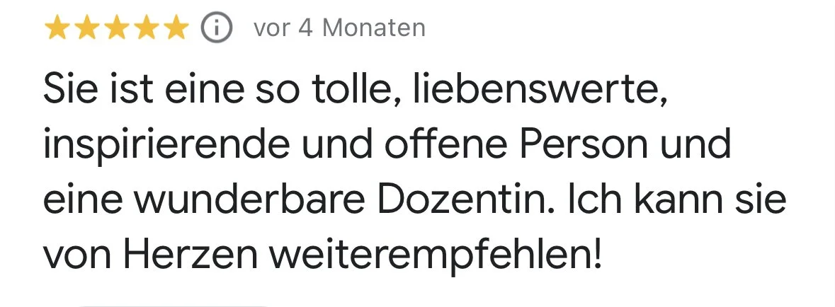 Review praising a person as wonderful, caring, inspiring, and the best teacher, recommending her wholeheartedly.