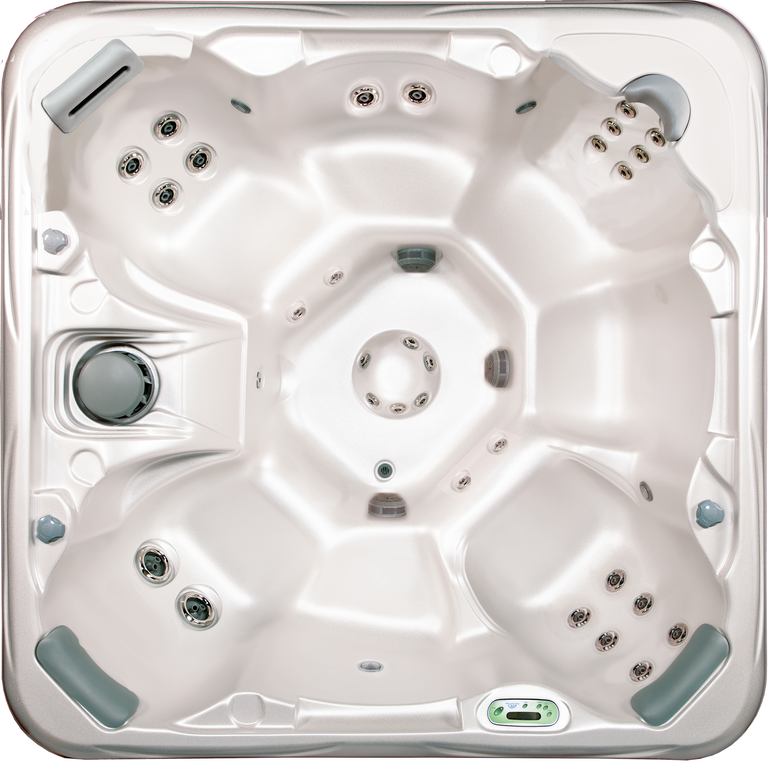 Square hot tub for six people