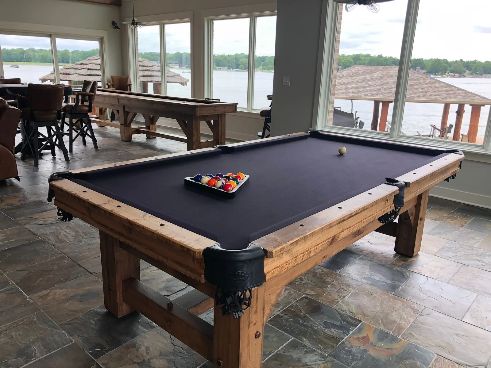 Rustic Timber Ridge pool table and shuffleboard by Olhausen Billiards