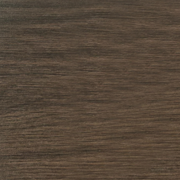 Close-up of a wooden surface with a dark brown finish and visible grain patterns.