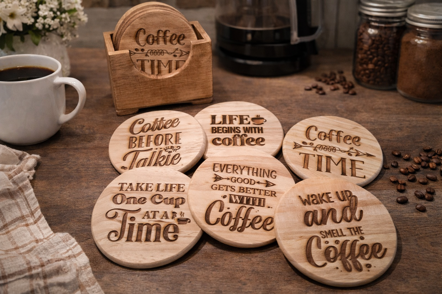 Coffee Time Coasters - Set of 6