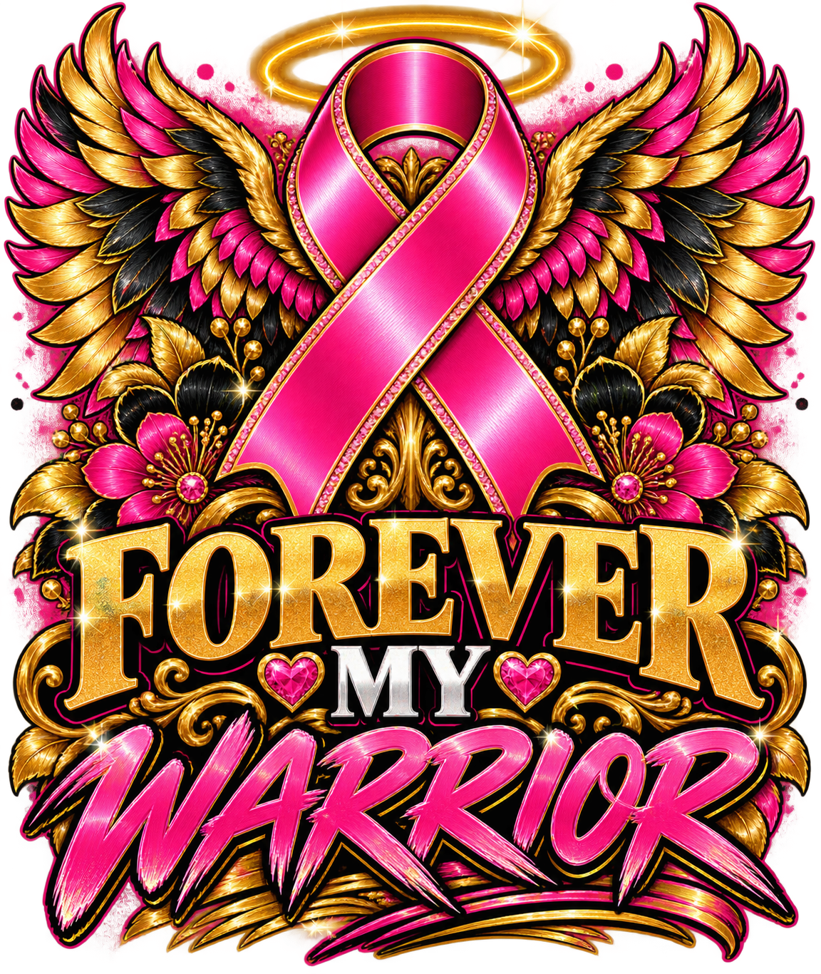 Forever My Warrior blank Pink Ribbon Emblem.png