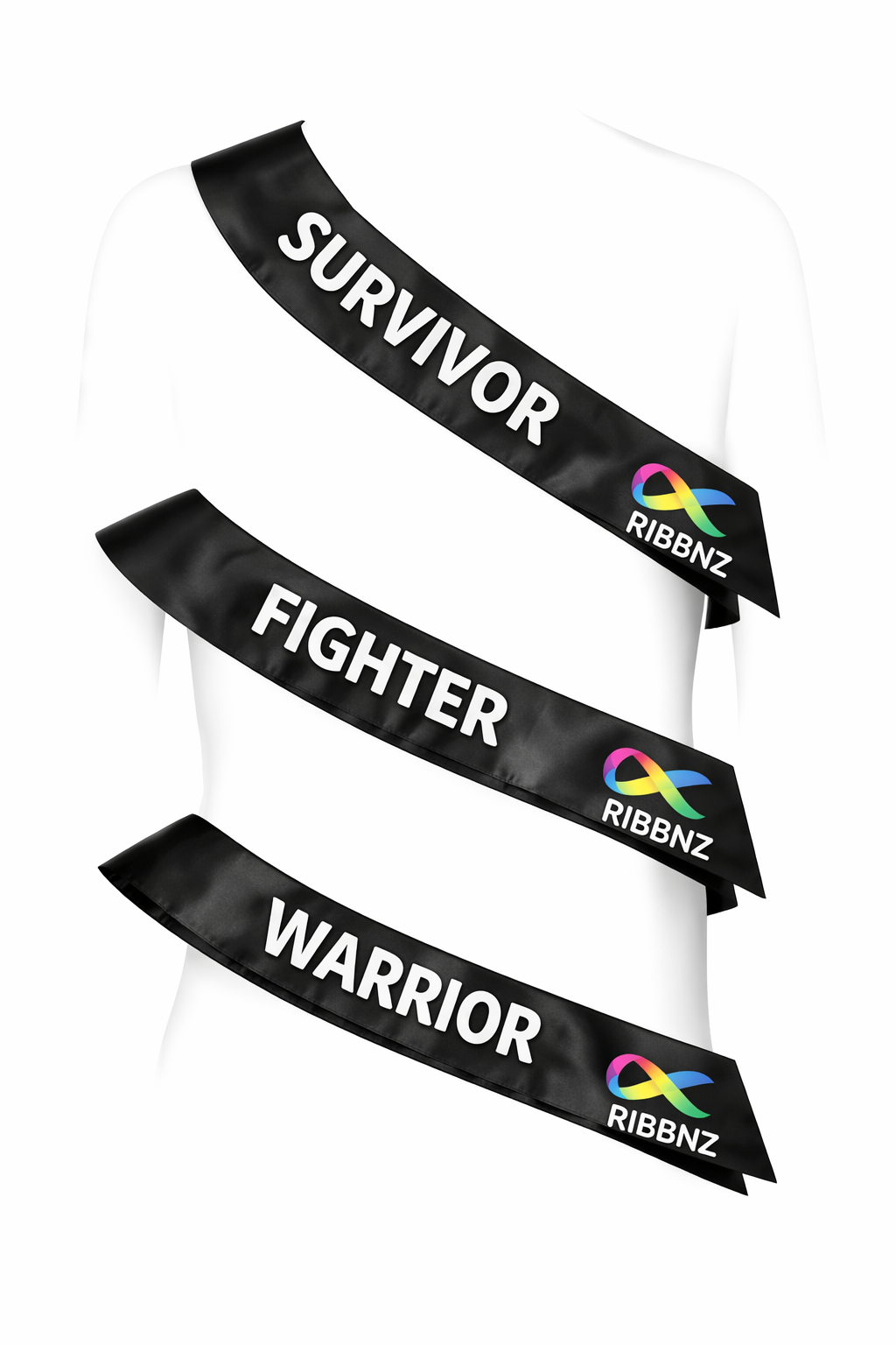 RIBBNZ™ Awareness Sashes | Fighter • Warrior • Survivor