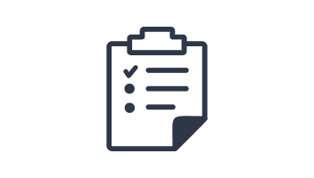 Line checklist on a clipboard with three items, one checked.