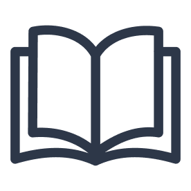 Icon of an open book with simple outlines.