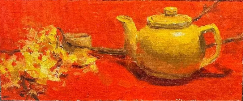  Yellow Teapot in Red