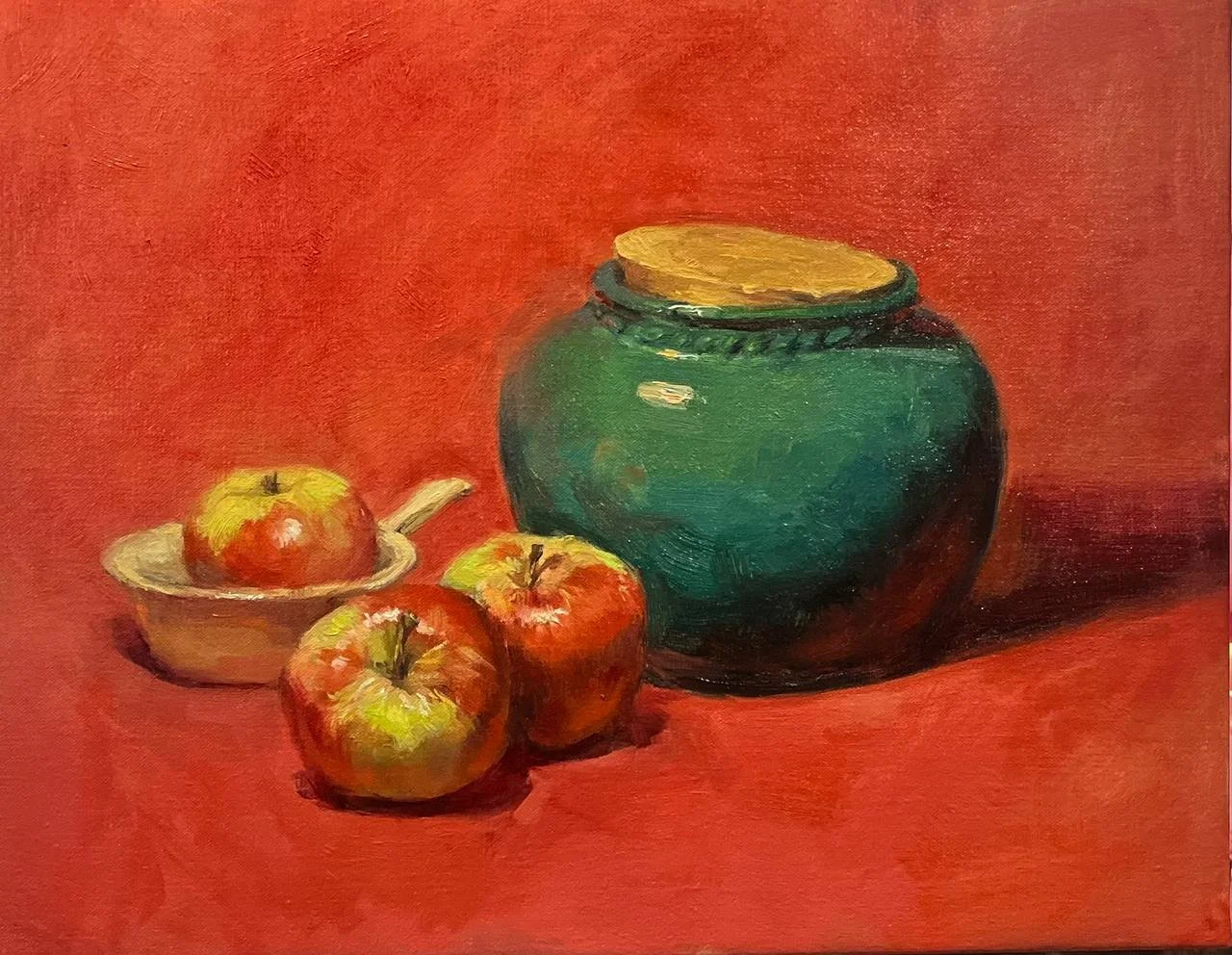 Green Pot & Apples