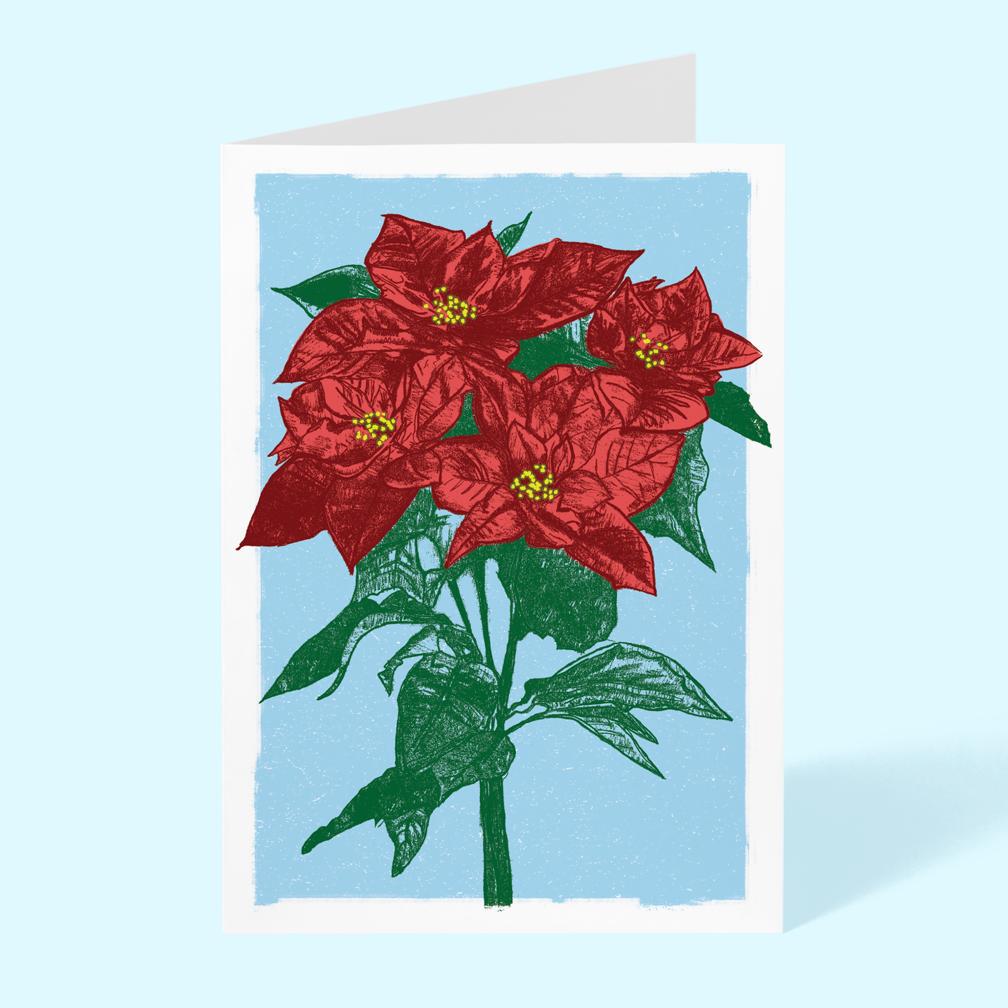Poinsettia Blank 5"x 7" Greeting Card