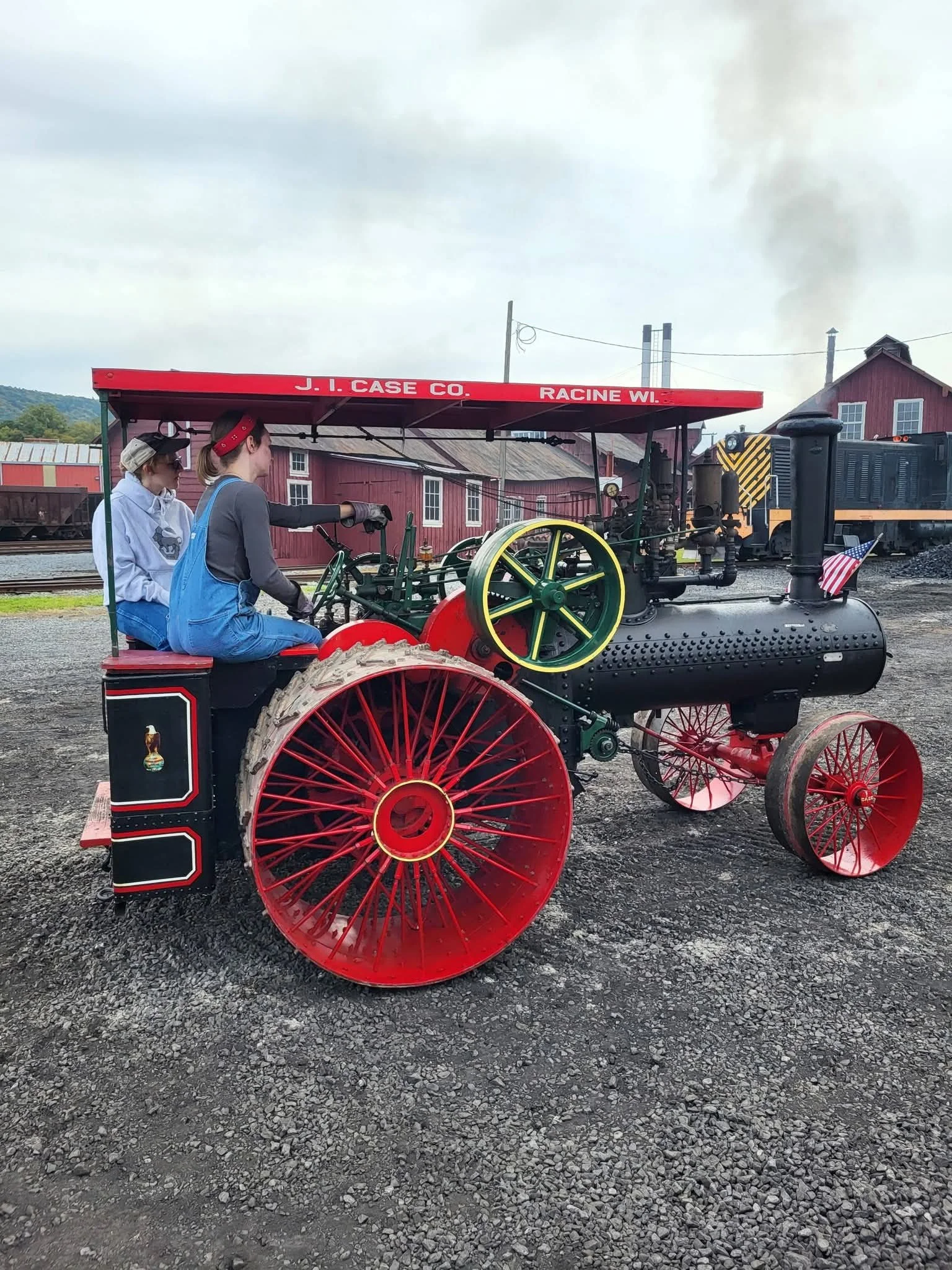 Lady of Steam, Isabelle, operating the 5/8 Scale Case which took us for a spin around the yard.