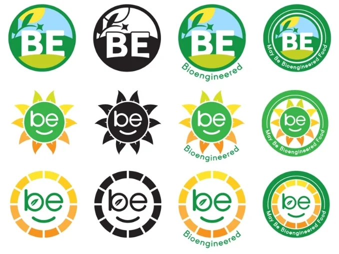 USDA’s proposed GMO or “Bioengineered (BE) symbols include scenes of nature and a smiling sun, intimating that GMOs are healthy and environmentally friendly.