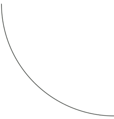 A simple black and white line drawing of a quarter circle.