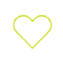 A simple outline of a heart in bright green color.