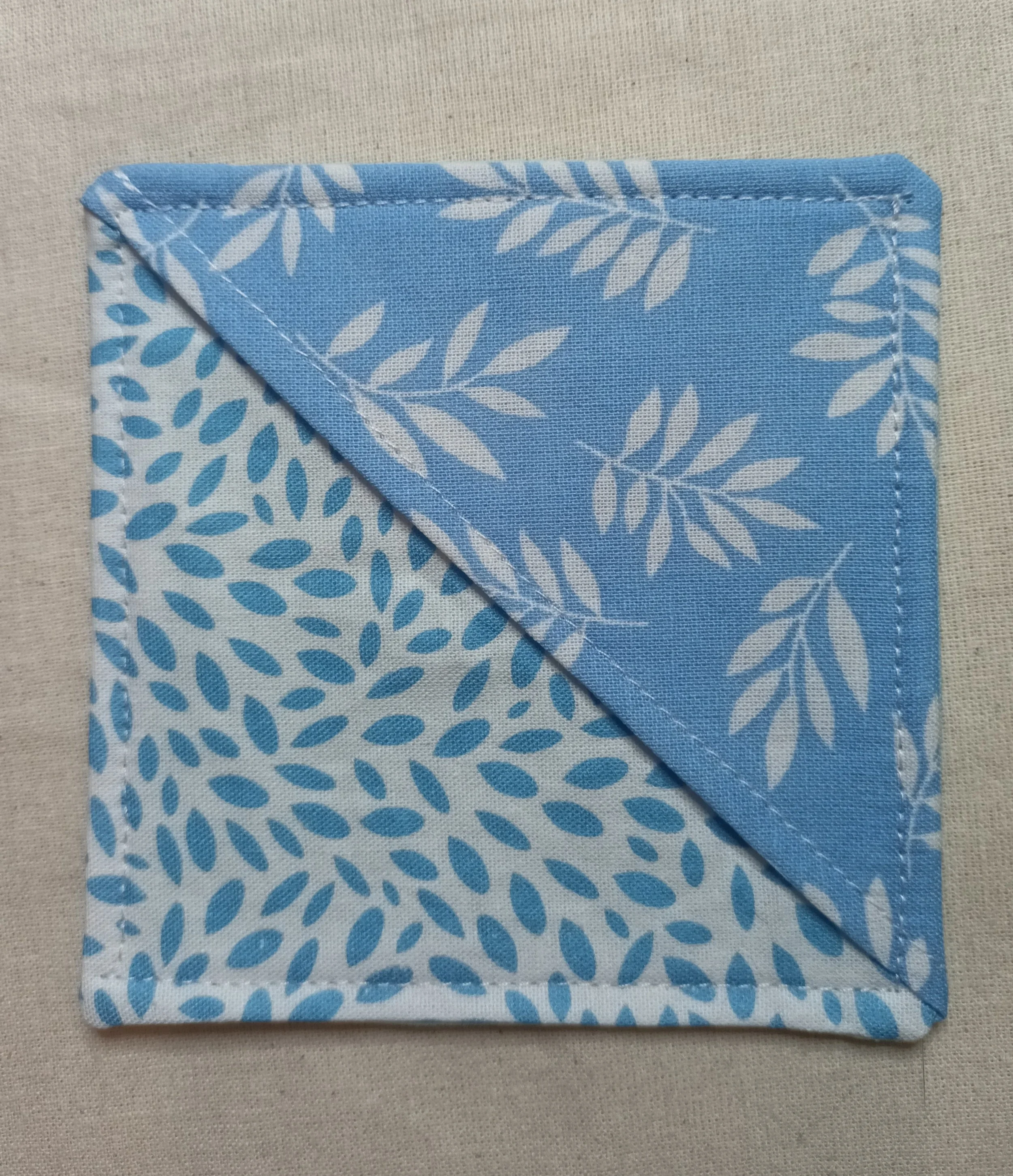 BLUE FERN & CONFETTI FABRIC CORNER BOOKMARK