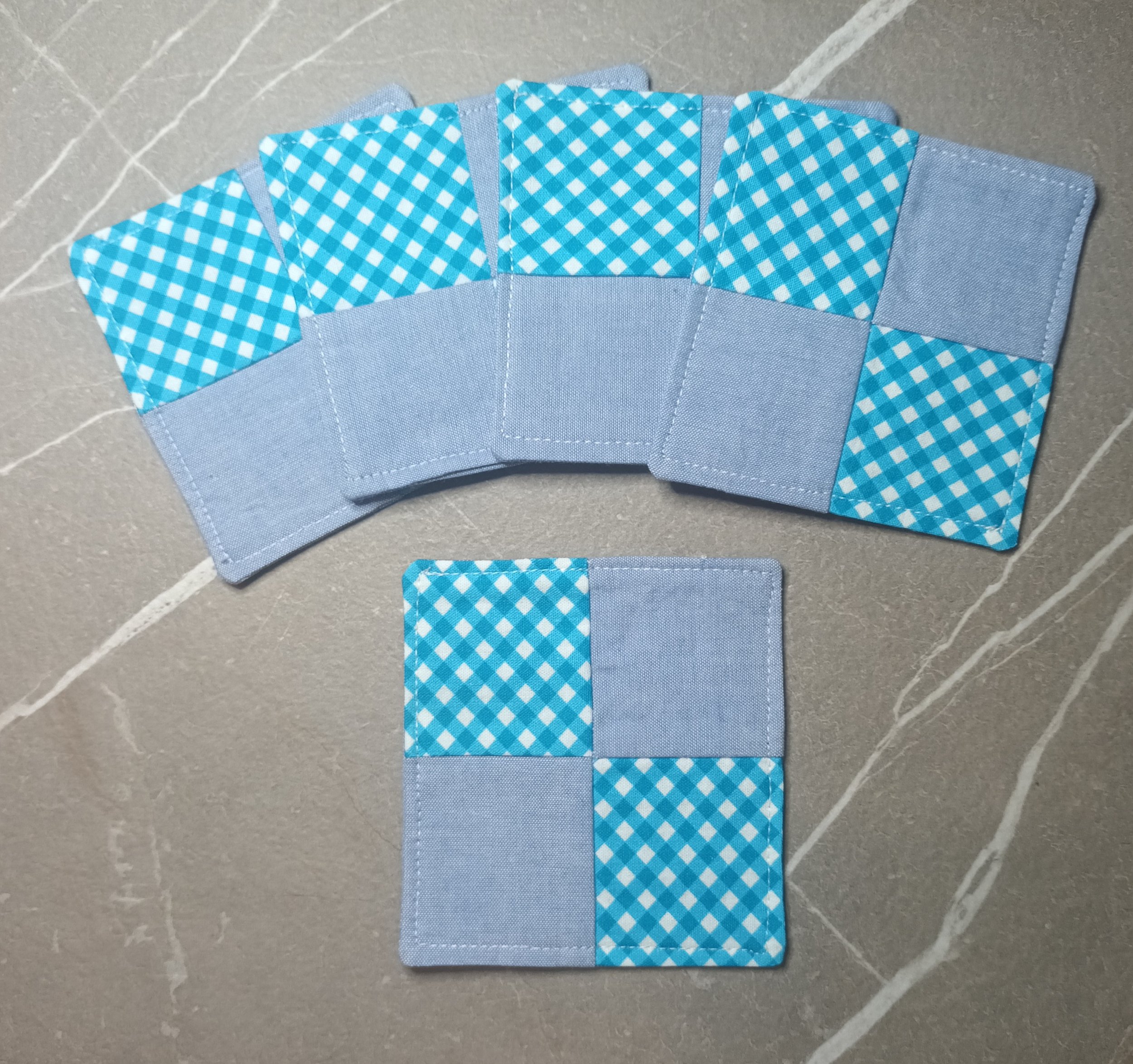 BLUE GINGHAM COASTER SET