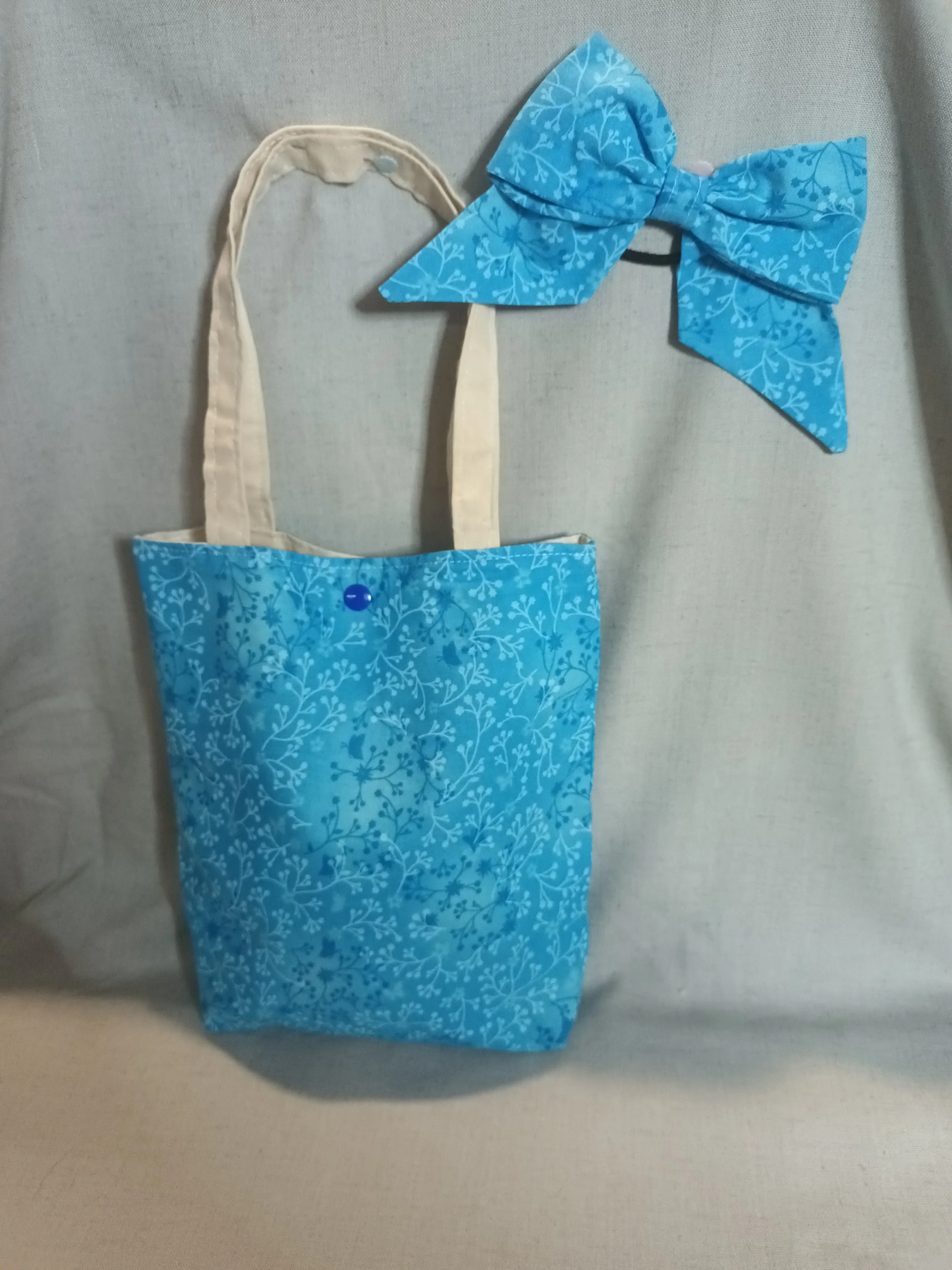 BLUE FERN MINI TOTE & BOW SET