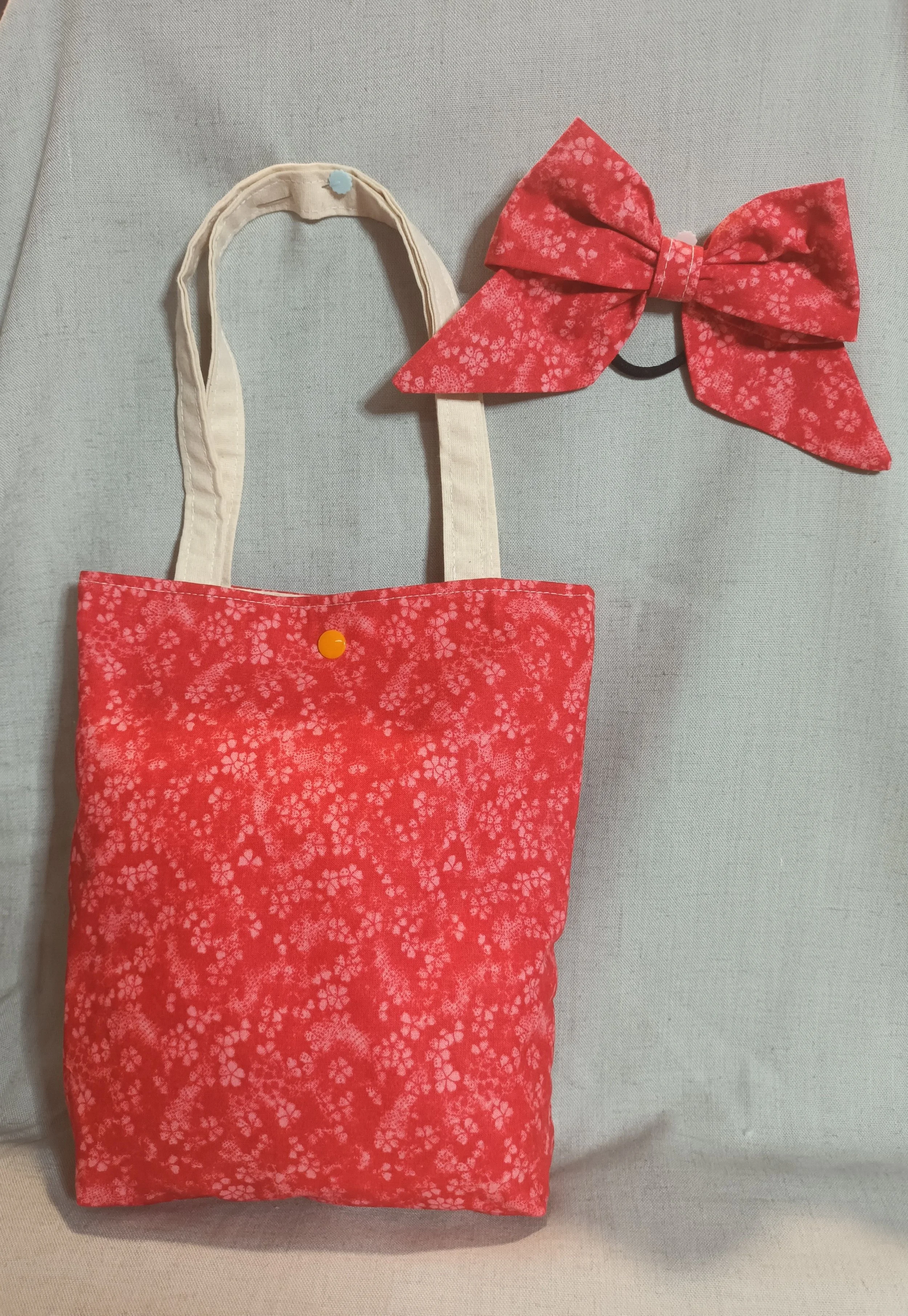 PINK  FERN MINI TOTE & BOW SET