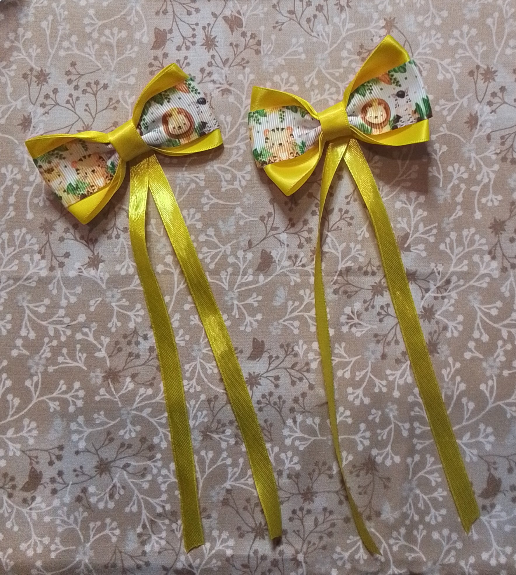 JUNGLE FRIENDS YELLOW HAIR BOWS