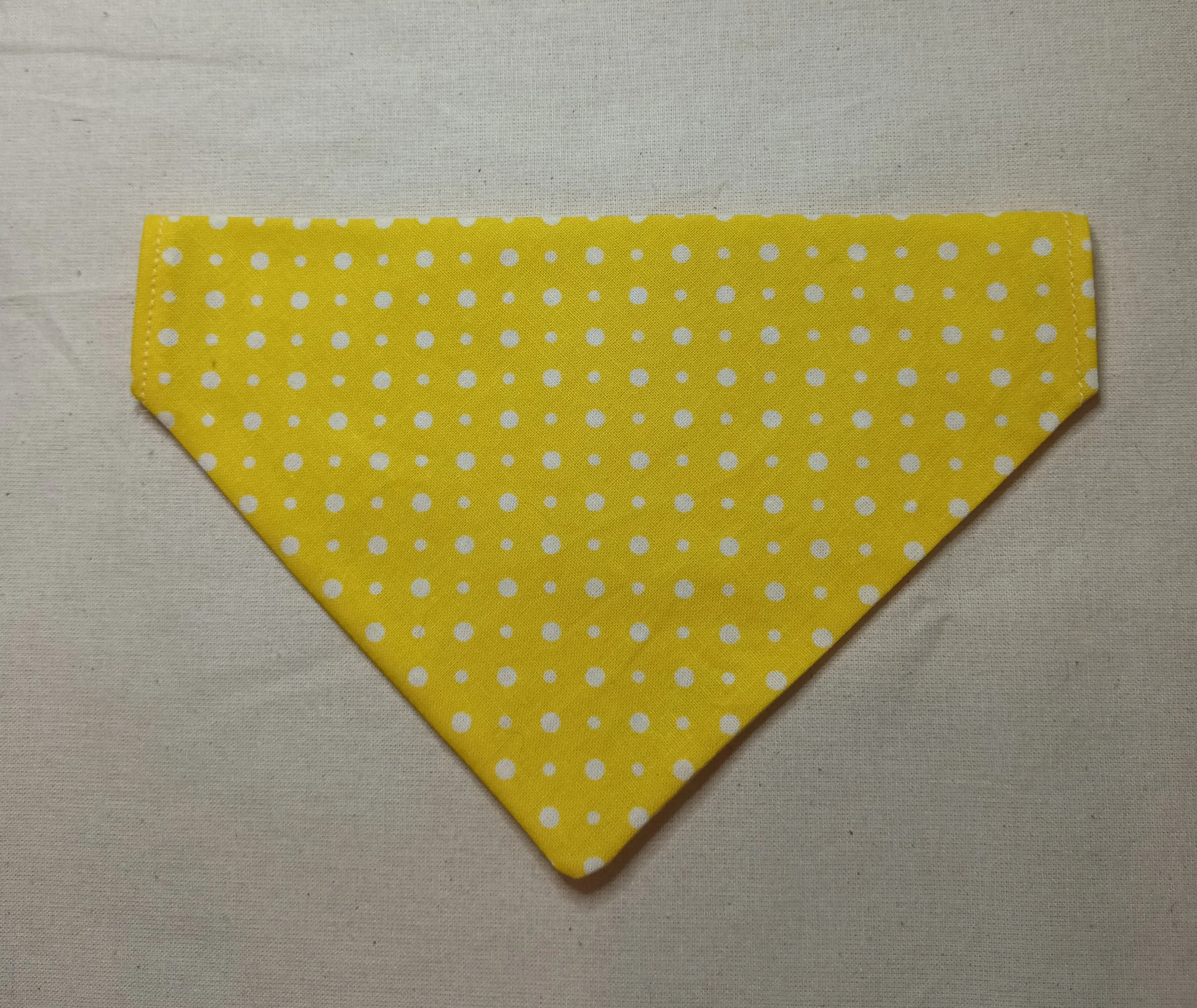 YELLOW POLKA DOT OVER COLLAR BANDANA - Small
