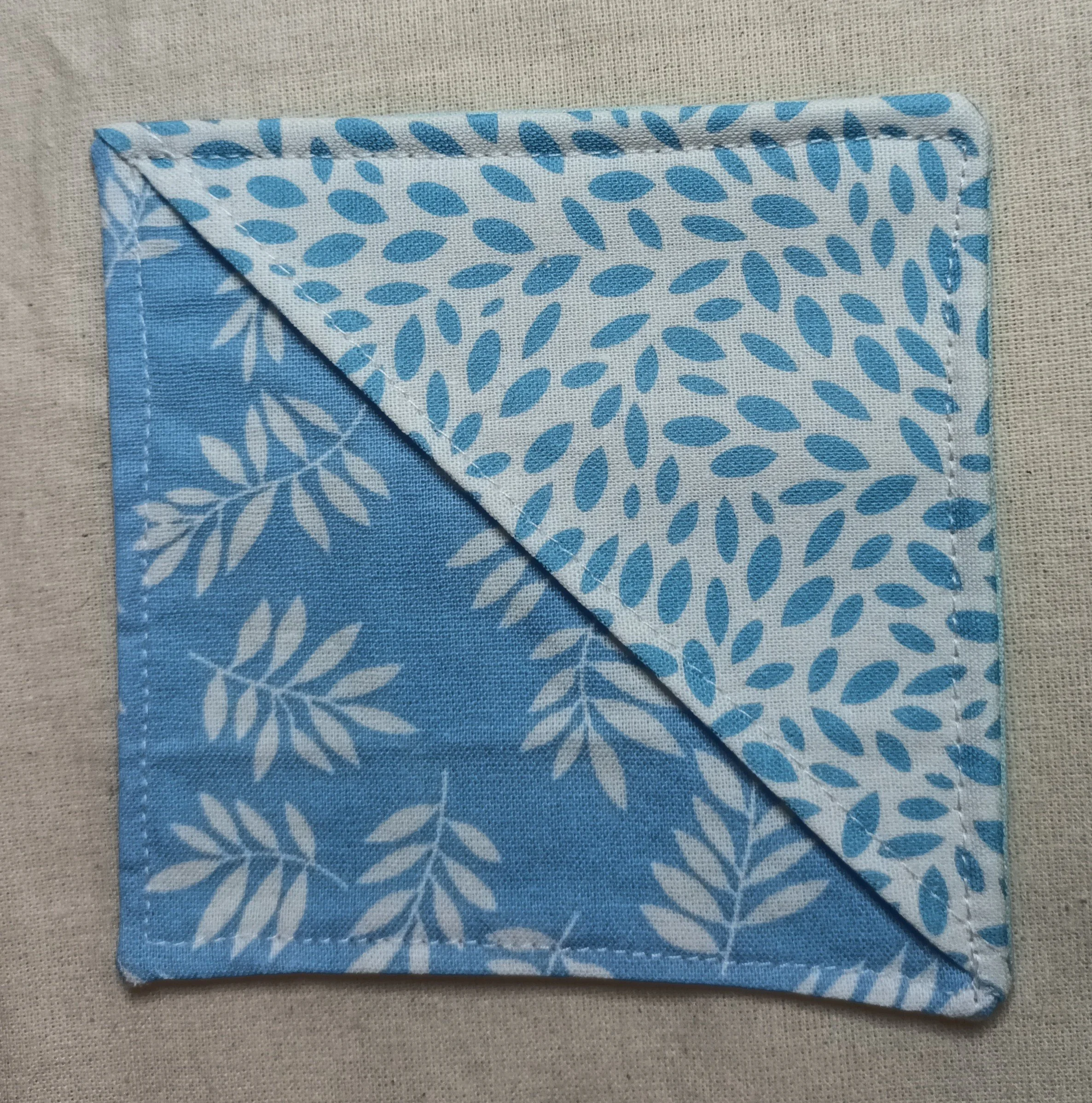 BLUE CONFETTI & FERN FABRIC CORNER BOOKMARK