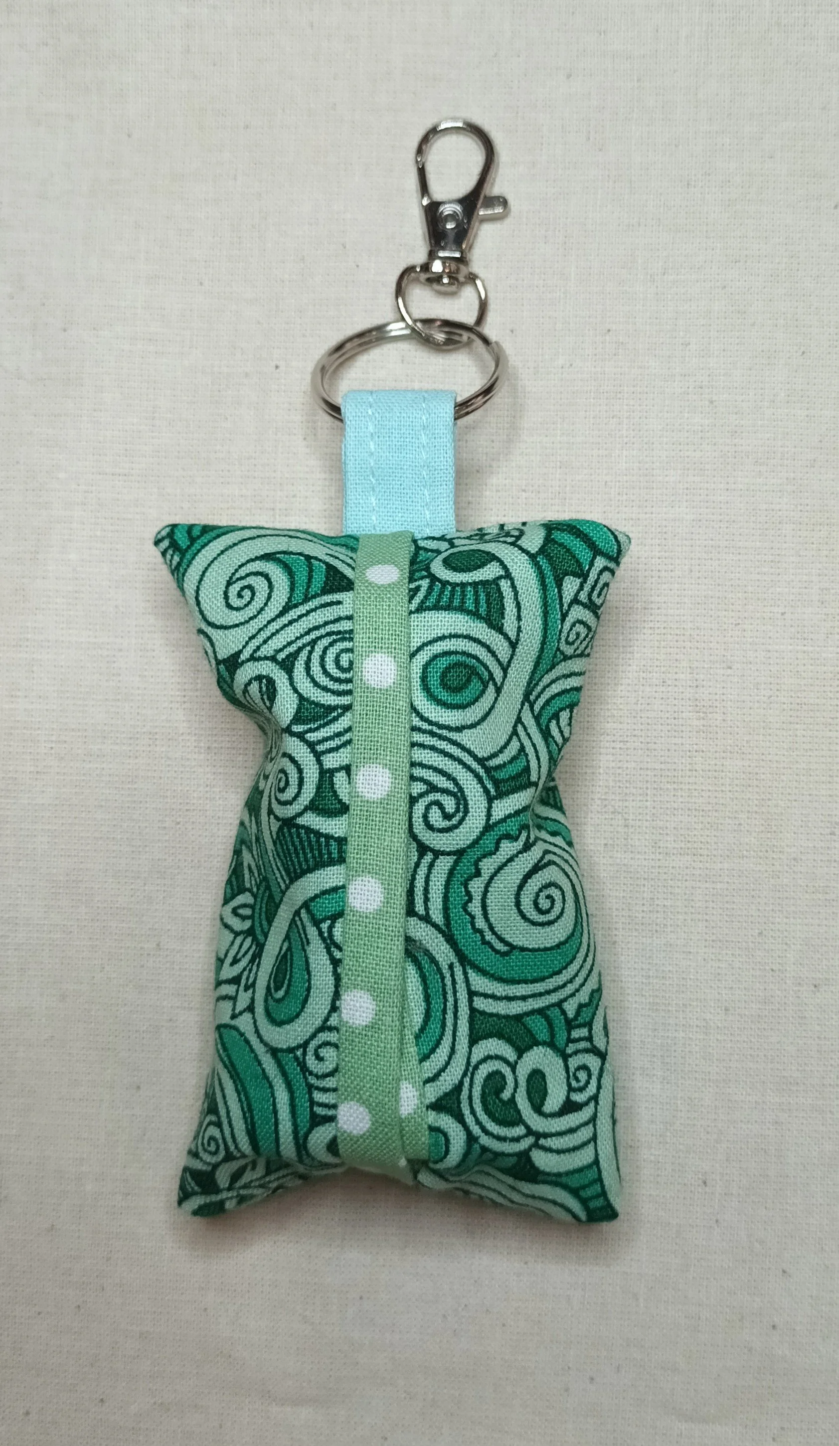 GREEN SWIRLS POLKA DOT DOGGY POOP BAG HOLDER