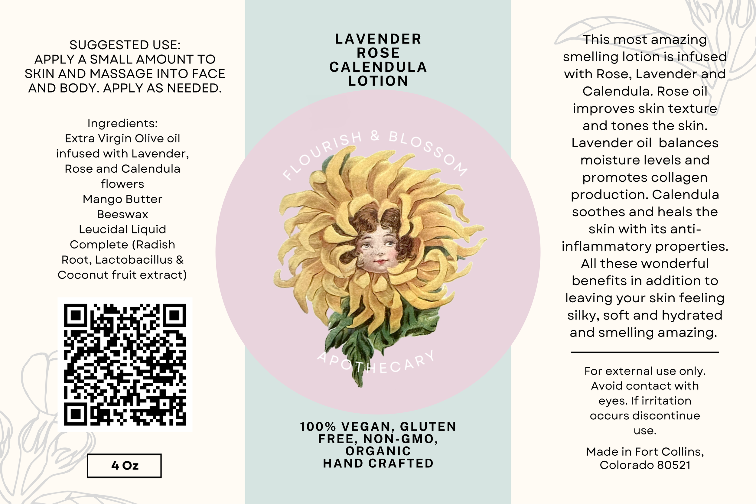 Lavender, Rose and Calendula Lotion