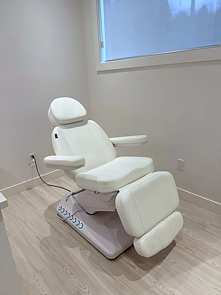 Private, comfort-first treatment room at Juvenescence Wellness — medical aesthetics and NAD+ IV therapy clinic, Lake Cowichan