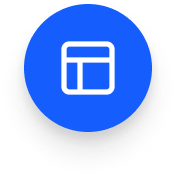 Blue circular icon with a white outline of a box or container.