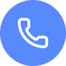 Blue circular icon with a white telephone handset in the center