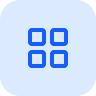 Blue icon with four white squares arranged in a grid