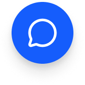 Blue speech bubble icon on a blue circular background