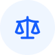 Icon of blue scales of justice on a light blue circular background