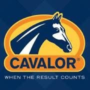 Blue background with a horse head depicting the Cavalor logo