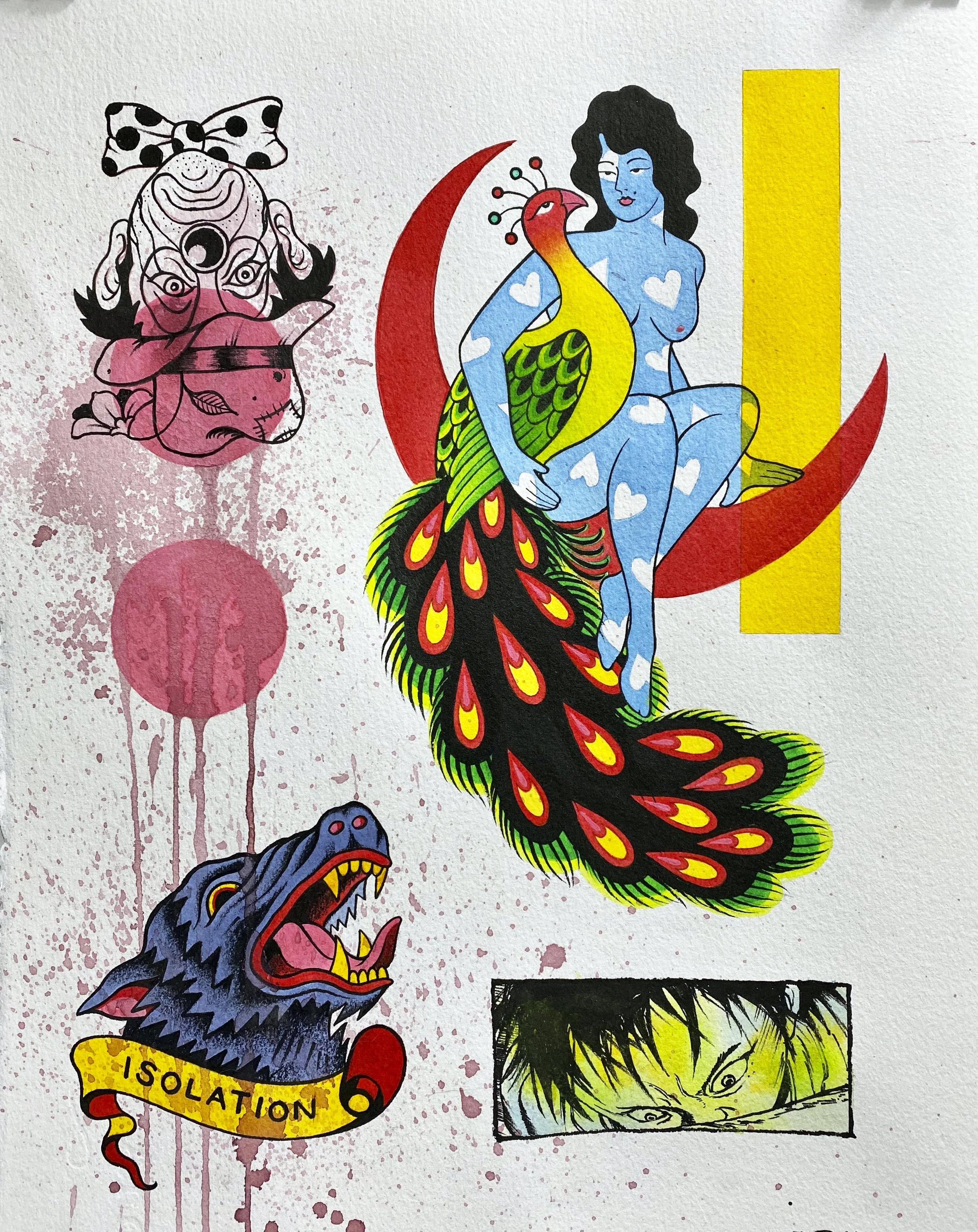 Isolation - Acrylic and ink on paper.