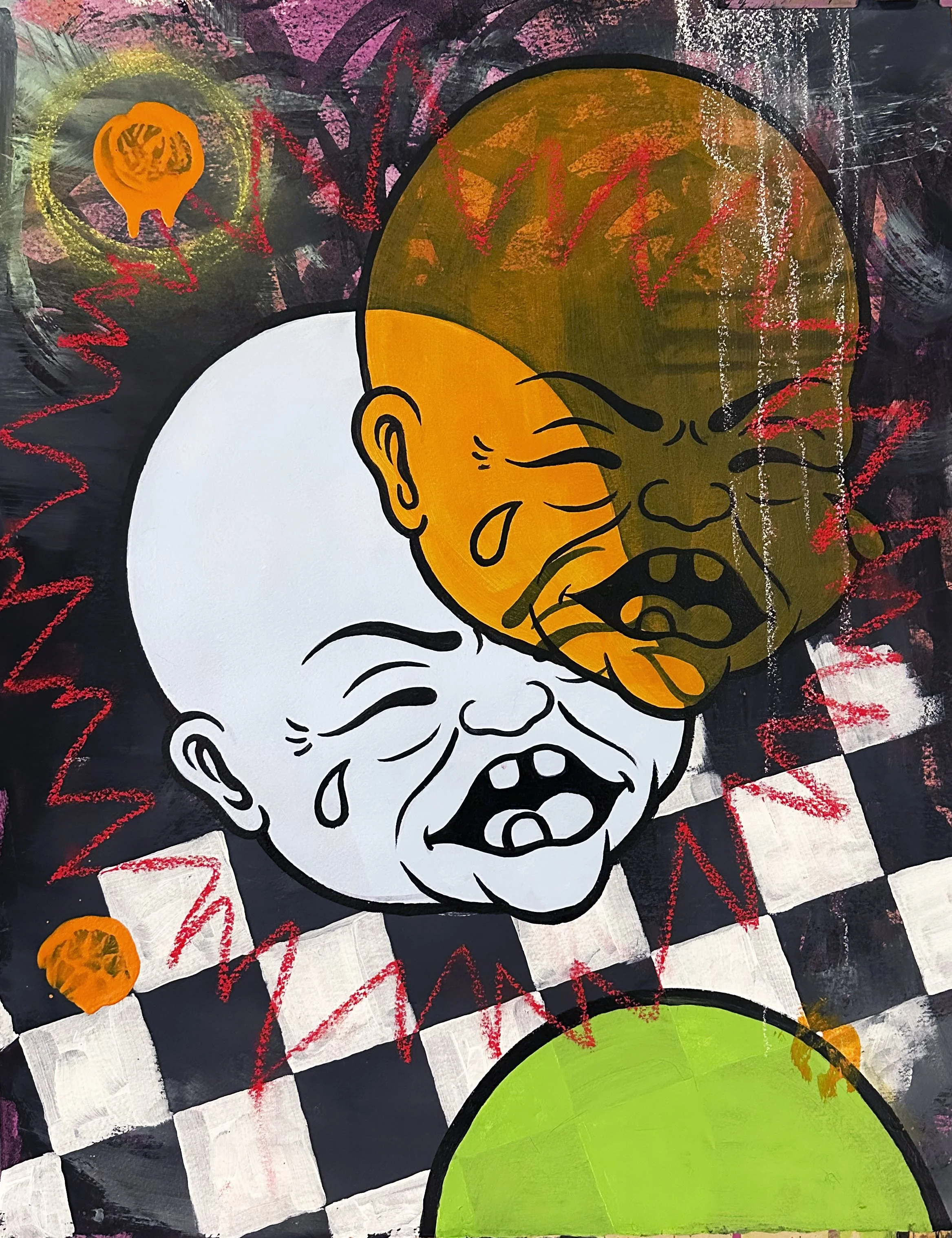 Cry Baby Cry - Mixed media on paper.